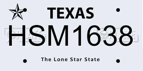 HSM1638 Texas License Plate