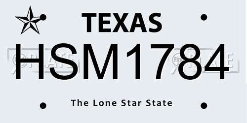 HSM1784 Texas License Plate