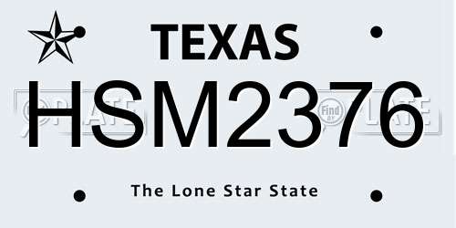 HSM2376 Texas License Plate