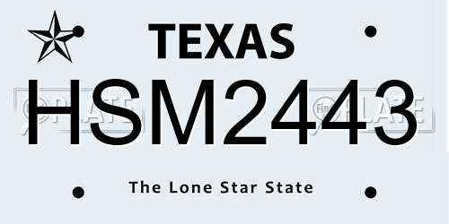 HSM2443 Texas License Plate