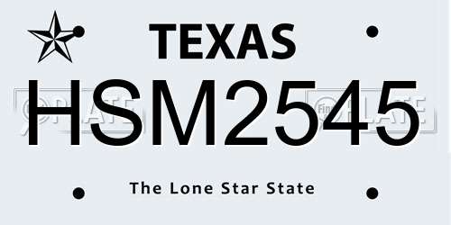 HSM2545 Texas License Plate