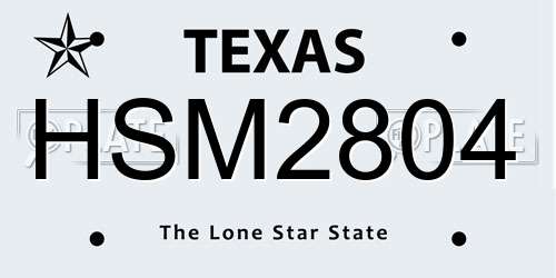HSM2804 Texas License Plate