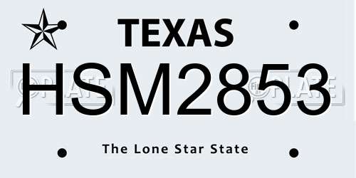 HSM2853 Texas License Plate