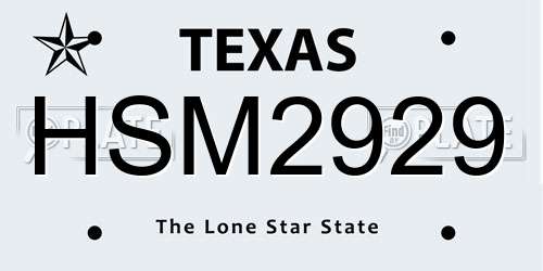 HSM2929 Texas License Plate