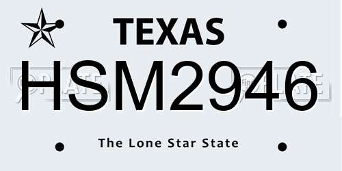 HSM2946 Texas License Plate