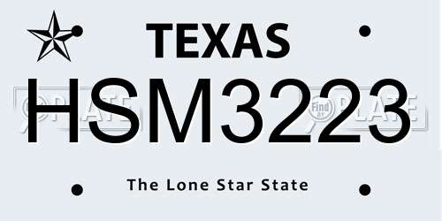 HSM3223 Texas License Plate