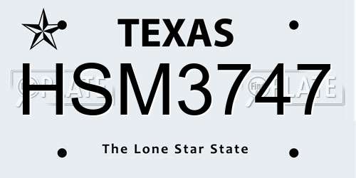 HSM3747 Texas License Plate