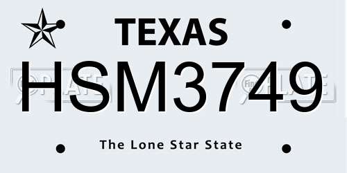 HSM3749 Texas License Plate