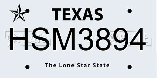 HSM3894 Texas License Plate