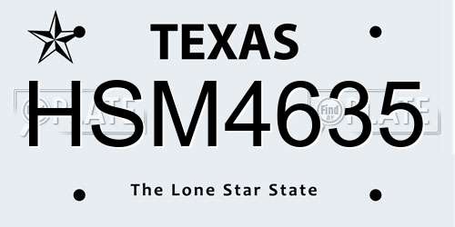 HSM4635 Texas License Plate