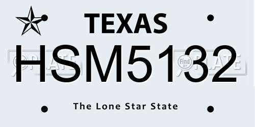 HSM5132 Texas License Plate