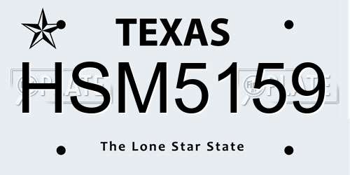 HSM5159 Texas License Plate
