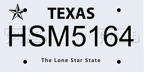 HSM5164 Texas License Plate