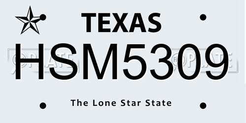 HSM5309 Texas License Plate