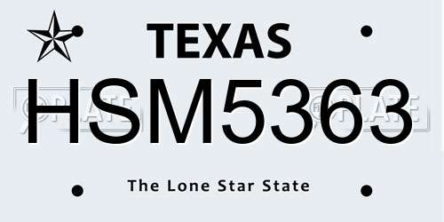 HSM5363 Texas License Plate