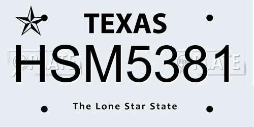 HSM5381 Texas License Plate