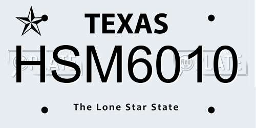 HSM6010 Texas License Plate