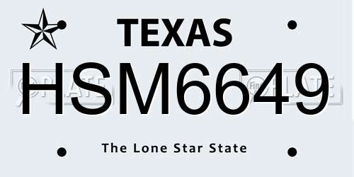 HSM6649 Texas License Plate