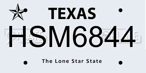 HSM6844 Texas License Plate