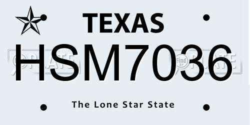 HSM7036 Texas License Plate