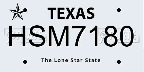 HSM7180 Texas License Plate