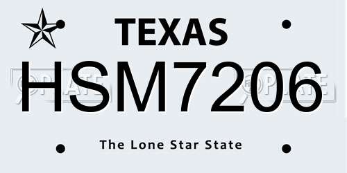 HSM7206 Texas License Plate