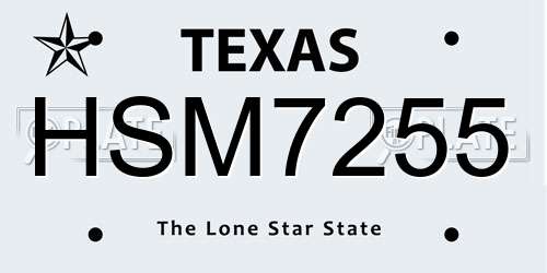 HSM7255 Texas License Plate