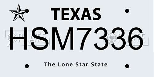 HSM7336 Texas License Plate