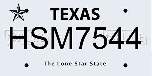 HSM7544 Texas License Plate