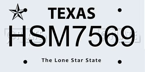 HSM7569 Texas License Plate