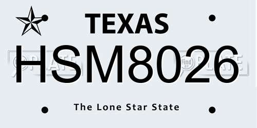 HSM8026 Texas License Plate
