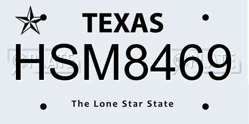 HSM8469 Texas License Plate