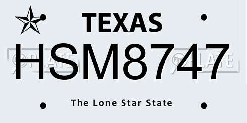 HSM8747 Texas License Plate