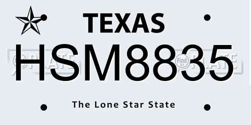 HSM8835 Texas License Plate