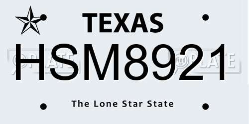 HSM8921 Texas License Plate