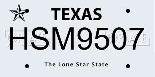 HSM9507 Texas License Plate