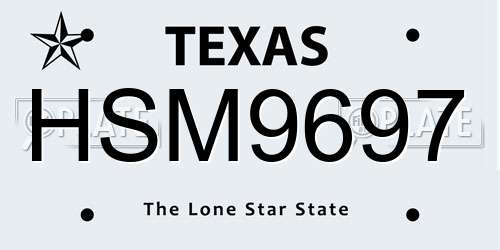 HSM9697 Texas License Plate