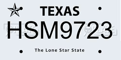 HSM9723 Texas License Plate
