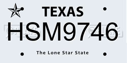 HSM9746 Texas License Plate