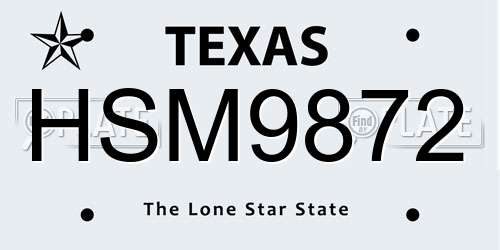 HSM9872 Texas License Plate