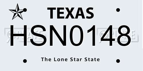 HSN0148 Texas License Plate
