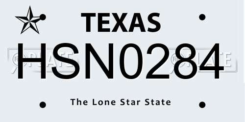 HSN0284 Texas License Plate