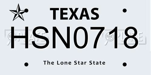 HSN0718 Texas License Plate