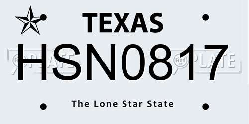 HSN0817 Texas License Plate