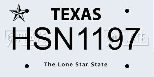HSN1197 Texas License Plate