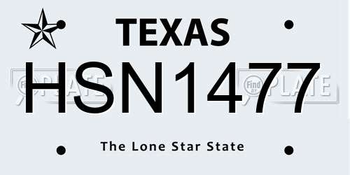 HSN1477 Texas License Plate