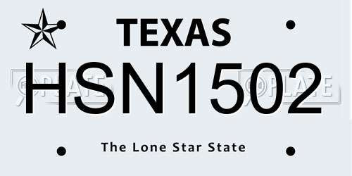 HSN1502 Texas License Plate