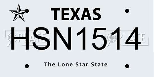 HSN1514 Texas License Plate