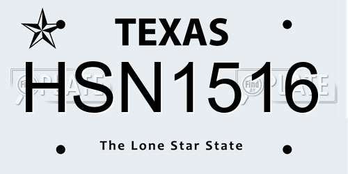HSN1516 Texas License Plate