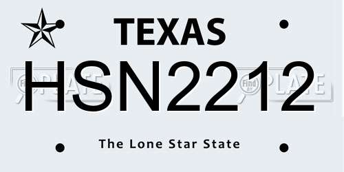 HSN2212 Texas License Plate